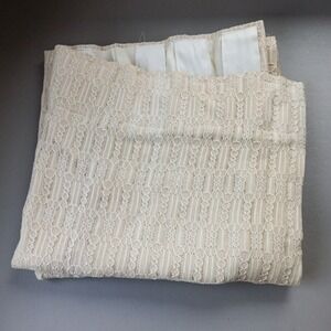 VTG Brocade Lace Cream Curtain Panel Fully Lined Ivory 30"x86" Romantic‎ Cottage